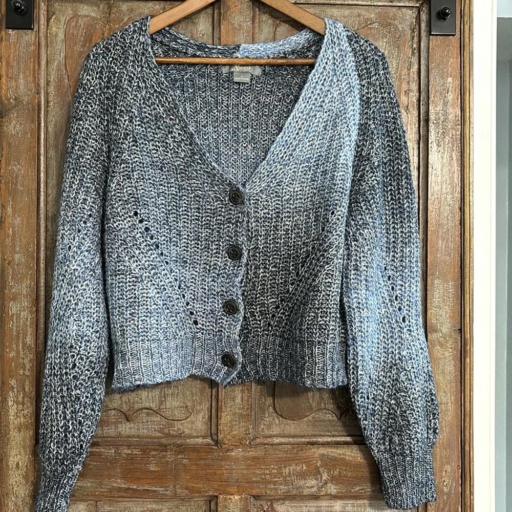 Natural Reflections Blue Hombre Cardigan Sweater - Size S